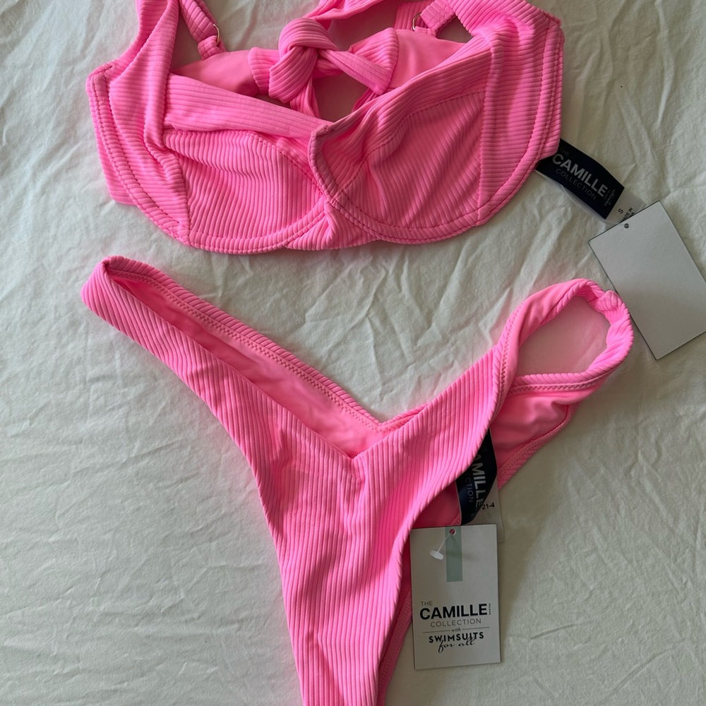 Pink Ribbed Bikini Set NWT - Picture 7 of 7